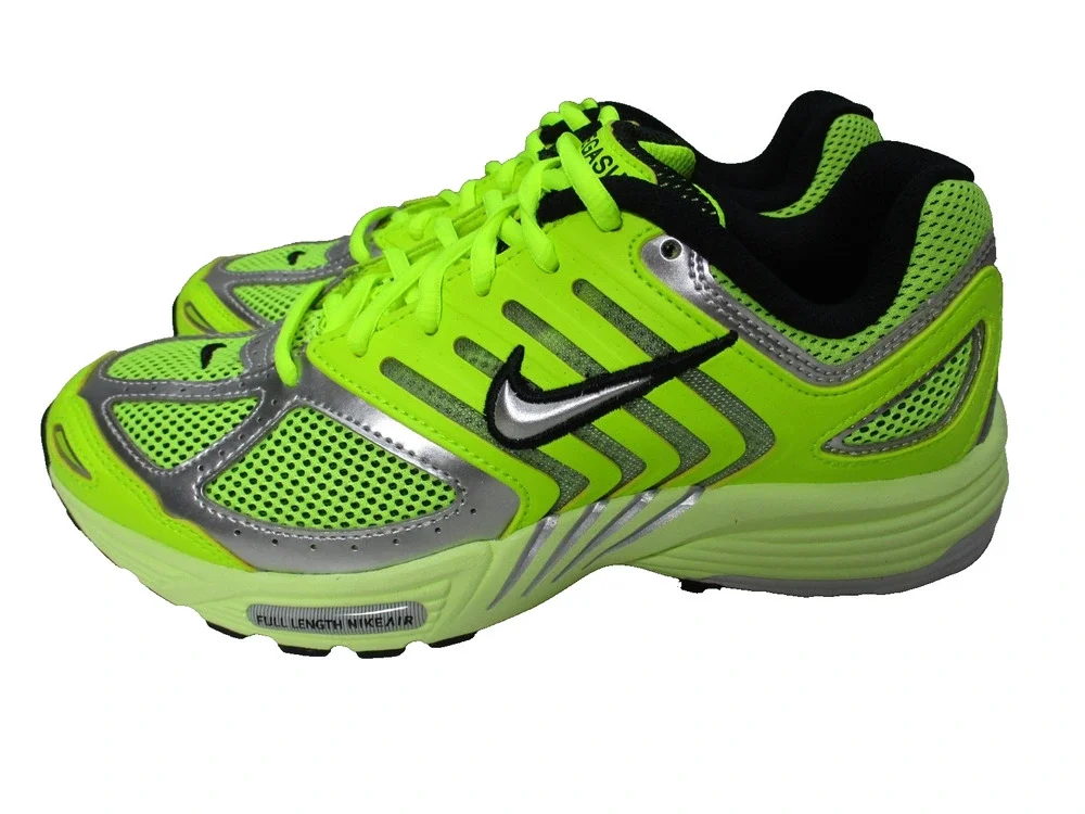 Nike Air Pegasus 2005 Volt Metallic Silver Black Sneakers Shoes Womens Sz 8